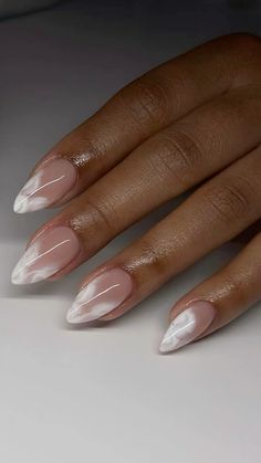 White Tip Almond Nails, Black People Nails, Trendy Nails Designs, Nails For Graduation, Tip Almond Nails, Classy Almond Nails, Graduation Nails, Classy Acrylic Nails