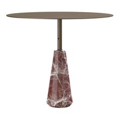 a round table with a pink marble base