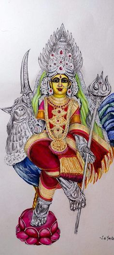 a pencil drawing of a hindu god