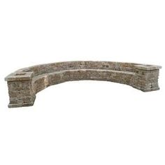 a stone bench made out of bricks on a white background