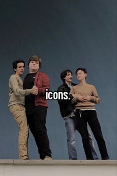 four young men standing next to each other with the caption icons