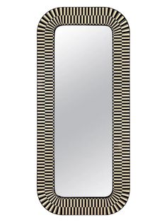 a rectangular mirror with black and white lines on it's sides, in the shape of a rectangle