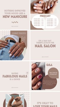 Nail Tech Instagram Post Templates for your beauty business! Are you a nail artist looking to improve your Instagram branding?
ByAKDesigns Canva templates are a great way to make your nail business stand out! Insert your images + add necessary information about your services and start building your perfect Instagram profile to attract new clients and followers!

What’s included?
- 30 Instagram Post templates in 1080px x 1080px (fully editable on Canva, photos are not included). Nails Profile Instagram, Nail Salon Instagram Post Ideas, Nail Tech Instagram Usernames, Nail Business Instagram Feed, Instagram Nail Post Ideas, Instagram Template For Business, Nails Page Instagram, Nail Instagram Post Ideas, Content Ideas For Nail Techs