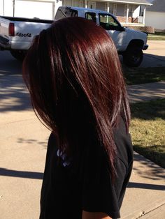 One Process Hair Color Brown, Dark Cherry Brown Hair With Highlights, Red Dye Over Dark Brown Hair, Deep Red Brown Hair Color, Chocolate Brown Hair With Red Tint, Raspberry Hair Color, Chocolate Cherry Hair Color, Raspberry Hair, Dark Brunette Hair