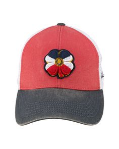 Bring back a retro vibe with our Utah Two-Tone Vintage headwear. Built with premium vintage washed cotton, this red hat features a navy blue brim and white mesh for a cool, breathable fit. The front of the hat boasts our iconic clover in the pattern of the Utah state flag, and the adjustable snapback ensures a perfect fit every time. This stylish hat is a perfect way to showcase state pride and an ideal addition to any casual wear. Cotton Retro Snapback Hat, Vintage Headwear, Visor Beanie, Utah State, Stylish Hats, Red Hat, White Mesh, Red Hats, Bring Back