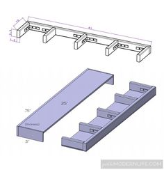 the drawing shows how to make a bench for an outdoor area with stairs and railings