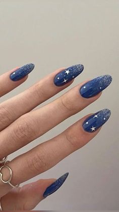 Taylor Swift Nails, Star Nail Designs, Senior Sunrise, Star Nail, Baby Blue Nails, Blue Nail Designs, Star Nails, Prom Nails