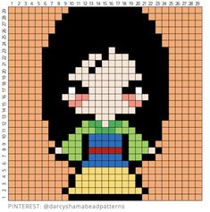 Mulan from Disney's 'Mulan' #mulan #soldier #china #mongolia #disney #perlerbeads #perler #hamabeads #pixel #princess Pixel Art Pattern Princess, Perler Bead Patterns Disney Princess, Perler Bead Patterns Princess, Pixel Art Pattern Disney Princesses, Disney Princess Pixel Art Grid, Mulan Perler Beads, Pixel Drawing Disney, Mulan Cross Stitch, Pixel Art Grid Disney