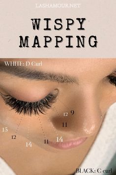 Lash Map D Curl, Wispy Eyelash Extensions Map, Whispy Lashes Extensions Map, Wispy Lash Extensions Mapping, Artist Essentials, Contact Lenses For Brown Eyes, Lash Trays, Lash Map