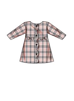 a drawing of a jacket with buttons on the front and back, in pink plaid