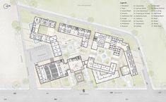 an aerial view of the ground plan for a building with several floors and lots of windows