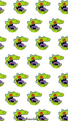 an image of alligators with red eyes and green teeth on a white wallpaper background