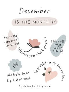 a poster with the words, december is the month to celebrate your own love and start fresh