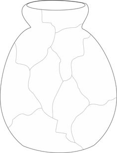 a black and white drawing of a vase on a white background with lines in it