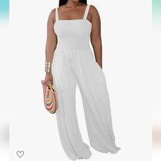 Women's Summer Casual Sleeveless Spaghetti Strap Wide Leg Jumpsuit Loose Tube Top Romper With Pockets Straps Are Not Adjustable Material Is See Through Amazon Link Https://A.Co/D/8ybmhai Casual Strapless Tank Top For Summer, Casual Strapless Summer Tank Top, Strapless Sleeveless Stretch Jumpsuit In Solid Color, Chic Summer Cami Jumpsuits And Rompers, Casual Cami Jumpsuits And Rompers For Beach, Casual Cami Jumpsuit For Beach, Chic Cami Jumpsuits For Summer, Sleeveless Jumpsuit With Adjustable Straps For Spring, Casual Strapless Tank Top For Vacation