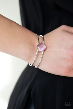 Chiseled into a tranquil square, a glowing pink moonstone is pressed into the center of an airy silver cuff for a perfect pop of color.

Sold as one individual bracelet. 

Get The Complete Look!
Necklace: "You GLOW Girl - Pink" (Sold Separately) Squirrel Jewelry, Pink Moonstone, Moonstone Bracelet, Jewelry Images, Paparazzi Accessories, Pink Cat, The Glow, Paparazzi Jewelry, Pink Bracelet