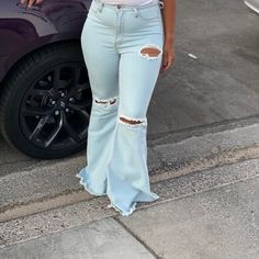 High Waisted , Flare Leg Denim Jeans