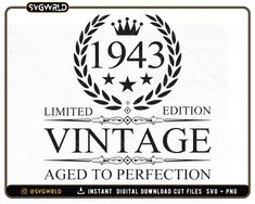 the vintage aged to perfection logo is displayed on a white marble background with black lettering