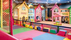 children's indoor play area with brightly colored furniture