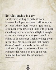 an old paper with the words, no relationship is easy but if you're wiling to make it work, i am too