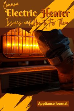 the cover of an appliance journal shows a person's feet in front of an electric heater