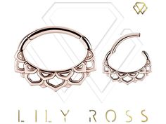 two pairs of rose gold hoop earrings with filiy roses on the front and back