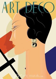 an art deco poster with a woman's face and the words art deco on it