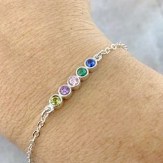 Personalized Mothers Bracelet Five Stone Family Bracelet | Etsy Mothers Birthstone Bracelet, Family Bracelet, Bracelet For Mom, Paw Print Ring, Paw Jewelry, Paw Ring, Family Bracelets, Family Jewelry, 12 Stones