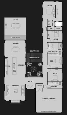 the floor plan for an apartment building with two levels and three bedroom, one bathroom