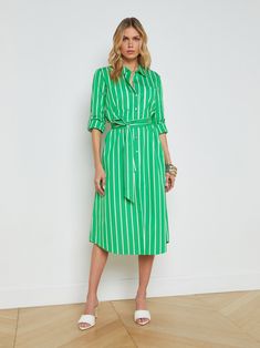 Meeting or brunch, our newest button-front shirtdress is your go-to. In an invitingly cool cotton poplin, the Jubilee is a dream to wear. A sharp collar, patch pockets, and roll sleeves keep it classic. An elegant tie belt creates flattering definition. Try with a white platform heel for a modern twist on a classic day look. White Platform Heels, Shoes Editorial, Roll Sleeves, White Platform, Striped Shirt Dress, Denim Shoes, Platform Heel, Denim Flares, Denim Coat