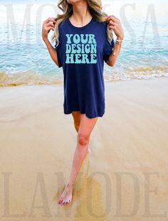 INSTANT DOWNLOAD  ♥ DETAILS ♥ - This image is for the Bella Canvas 3001 Navy Unisex Shirt - You will receive a high resolution digital image free of branding    (will not include the "Your Design Here" text or watermark) - Model is wearing size XL (Oversized Style) ♥ KEEP IN MIND ♥ - You may use these images for personal and commercial use only. No additional license required. - You may not resell, share, or edit this image in any way. Summer Blue Tops With Branding, Branded Blue Summer Tops, Your Design Here, Tee Mockup, Style Oversize, Oversized Style, Tshirt Mockup, Navy Shirt, Your Design