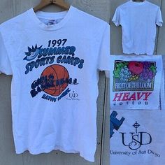 vintage 1997 Summer Sports Camps Girls Basketball University of San Diego tshirt | eBay 90s Sports T-shirt For Summer, 90s Summer Sports T-shirt, 90s Style Summer Tops For College, Sporty Summer Fan Merchandise T-shirt, Retro Tops For Sports Events In Summer, Retro Summer Tops For Sports Events, Retro Tops For Summer Sports Events, 90s Logo Print Tops For Sports Season, Retro Sports T-shirt For Summer