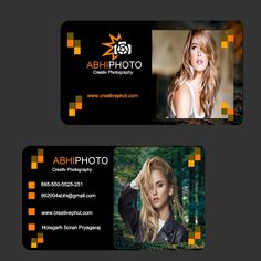 two business cards with an image of a woman