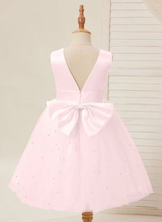 Ball-Gown/Princess Satin Tulle Knee-length Toddler Flower Girl Dress Blushing Pink / 13y Product Code: 227576         Embellishment: Beading,Bow             Fabric: Tulle,Satin             Silhouette: Ball-Gown/Princess             Neckline: Scoop Neck             Sleeve: Sleeveless             Hemline/Train: Knee-length             Back Style: Back Zip,V Back Flower Girl Dresses Knee Length, Straight Wedding Dresses, Bow Fabric, Toddler Flower Girls, Gown Princess, Ball Gowns Princess, Toddler Flower Girl Dresses, Satin Tulle, Flower Girl Dresses Tulle