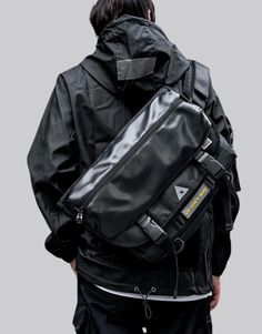 Techwear Sling Bag Streetwear Shoulder Chest Bag With Large Capacity, Streetwear Large Capacity Chest Shoulder Bag, Large Capacity Shoulder Chest Bag For Streetwear, Large Capacity Chest Shoulder Bag For Streetwear, Large Capacity Backpack Shoulder Bag For Streetwear, Casual Nylon Satchel With Zipper Closure, Black Backpack Shoulder Bag For Streetwear, Streetwear Rectangular Shoulder Bag With Adjustable Strap, Rectangular Shoulder Bag With Adjustable Strap For Streetwear