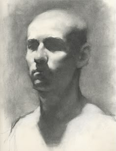 a black and white drawing of a man's face