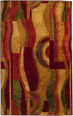 an area rug with different colors and shapes