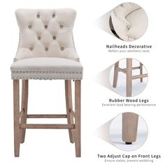 an image of the back and seat options for a bar stool with nail polishing on it