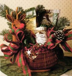 a basket filled with lots of holiday treats