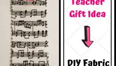 a teacher gift idea with music notes and a pink arrow on it's side