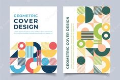 an abstract cover design with geometric shapes and lines on the front, back and sides