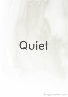 the word quiet is written in black on a white background with fluffy, puffy material