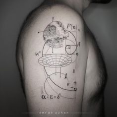 a man's shoulder with a drawing on it that shows the area where he is currently