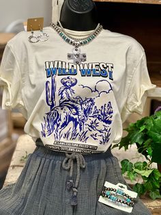 The Wild West Tee The Wild West, Wild West, The Spirit, The Wild, Cream Color, Whiskey, Womens Tees, Graphic Tee, Cowboy