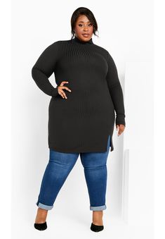 Ivy Rib Tunic Ankle Heel Boots, Tunic Sweaters, Casual Pieces, Roll Neck Top, Plus Size Tunic, Classic Scarf, Dressy Blouse, Plus Size Brands, Ankle Heels