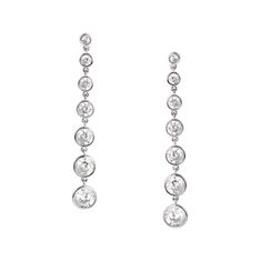 Crislu Bezel Set Drop Earrings Finished in Pure Platinum - ICE Nautical Jewelry, Long Drop Earrings, Meaningful Jewelry, Diamond Drop Earrings, Religious Jewelry, Anklet Jewelry, Online Earrings, Bezel Setting, Cubic Zirconia