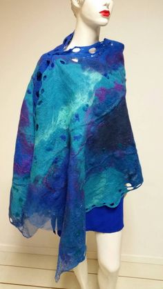 Valentines Gif Idea Warm Shawl Cobalt Scarf Silk Chiffon - Etsy Valentines Gif, Warm Shawl, Art Christmas Gifts, Scarf Silk, Fibre Art, Shawl Pins, Christmas Gift Idea, European Countries, Art Christmas