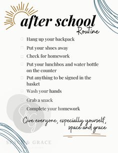 the after school routine is shown in this image