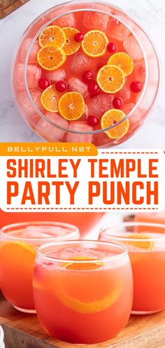 this is an image of a party punch with oranges and cranberries