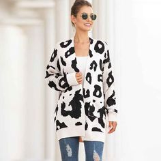 ❤ Product Name: Women's Open Front Leopard Knit Cardigan Sweaters Pockets Long Sleeve Outwear K066 ❤ Model: K066 Color White Yellow Green Black Light Card ❤ Size Guide: S=US 4-6, M=US 8-10, L=US 12-14, XL=16. ❤ The knitted fabric is stretchy and soft, super soft will keep you warm and comfortable in the cold. ❤ Perfect for walking to the street, daily, vacation, party, school, cruise, club, office, etc. You can match different styles according to the weather to create a lovely fall and winter lo